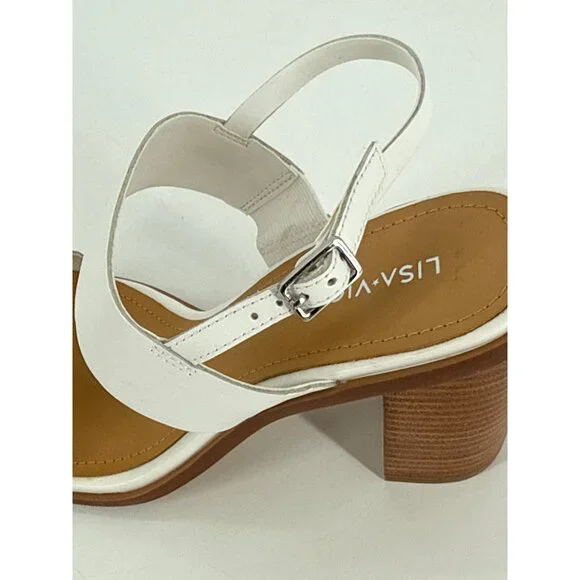 Lisa Vicky Womens Slingback Sandals White Heeled Square Toe Size 9 Oasis - Picture 11 of 11